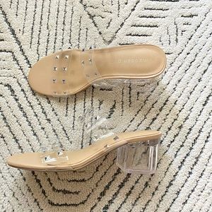 Madden Girl Clear Heels Block Sandals size 6